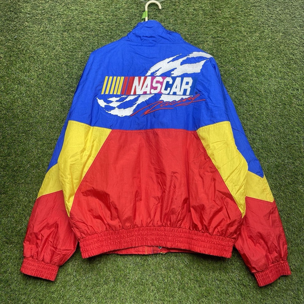 Chase Authentics NASCAR Racing Jacket Mens XL Multi Colorblock Windbreaker